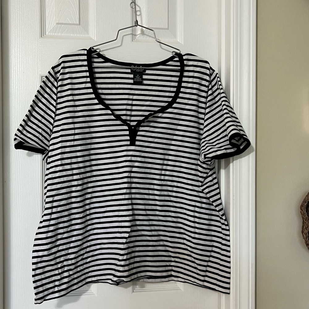 black & white striped casual top